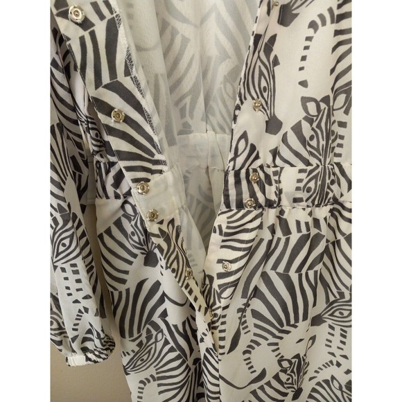 America And Beyond Womens Semi Sheer Grey/white Zebra Print Jumpsuit Small - Picture 8 of 16
